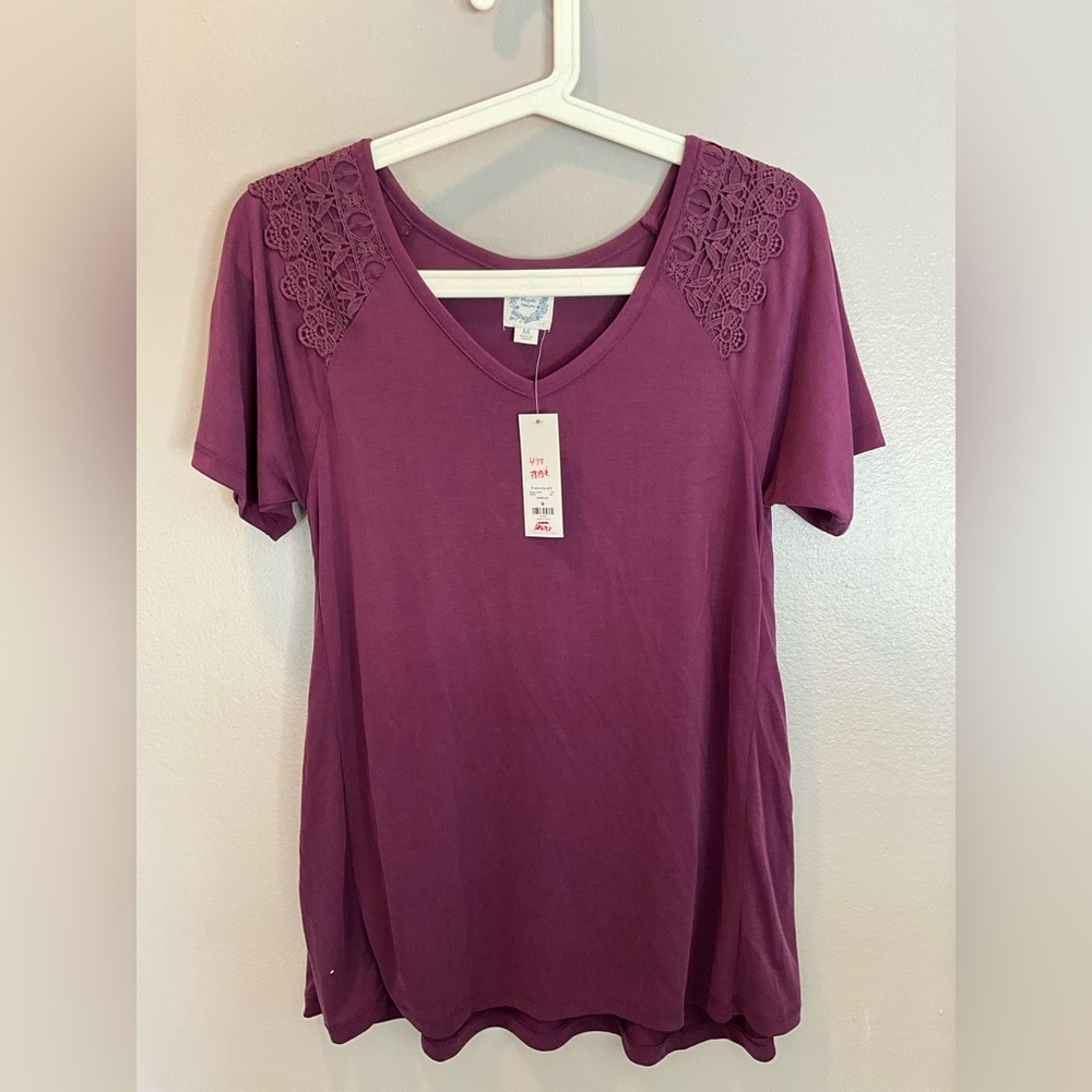 Women's Purple Lace Shoulder Top from Francesca’s